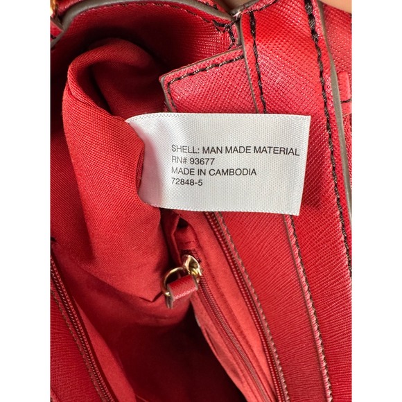 Liz Claiborne Satchel Purse Top Handle Crossbody Red Gold Hardware - Picture 6 of 11